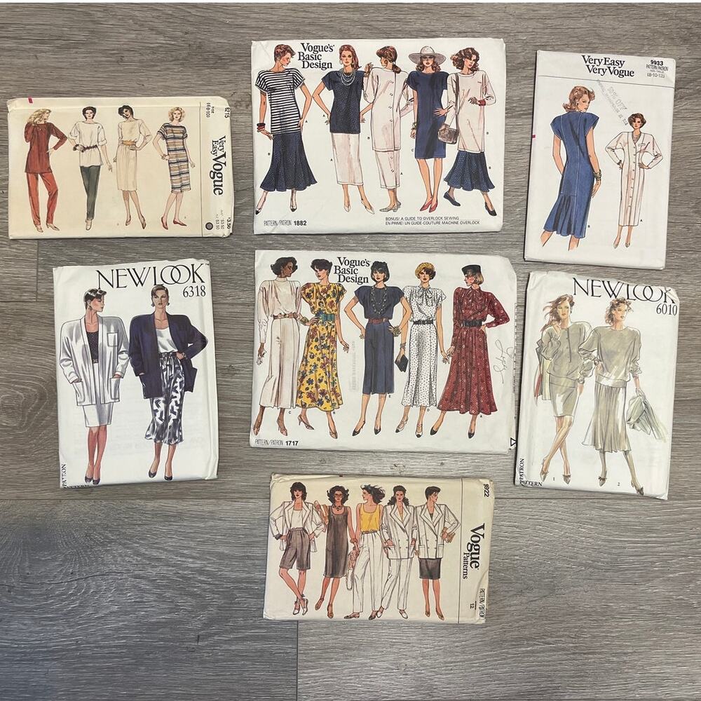 Vintage Sewing Patterns Lot Vogue New Look UNCUT 80s 8-12 Career Corporate Goth
